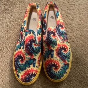 Tie dye canvas slip ons. Like new. Size 8.